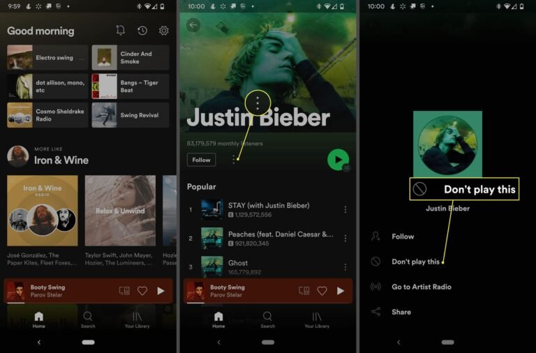 bloquear artista en Spotify